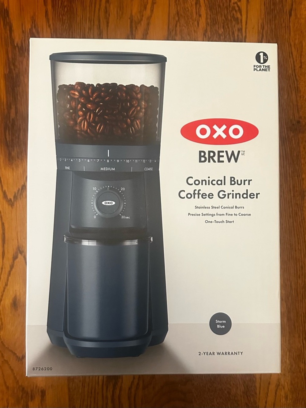 OXO Storm Blue Conical Burr Coffee Grinder